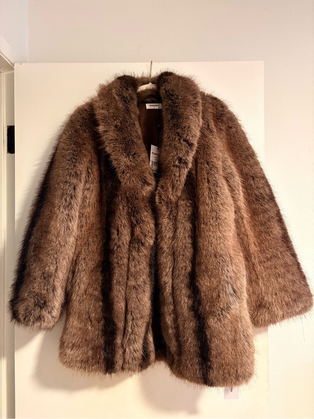 Brown faux fur coat